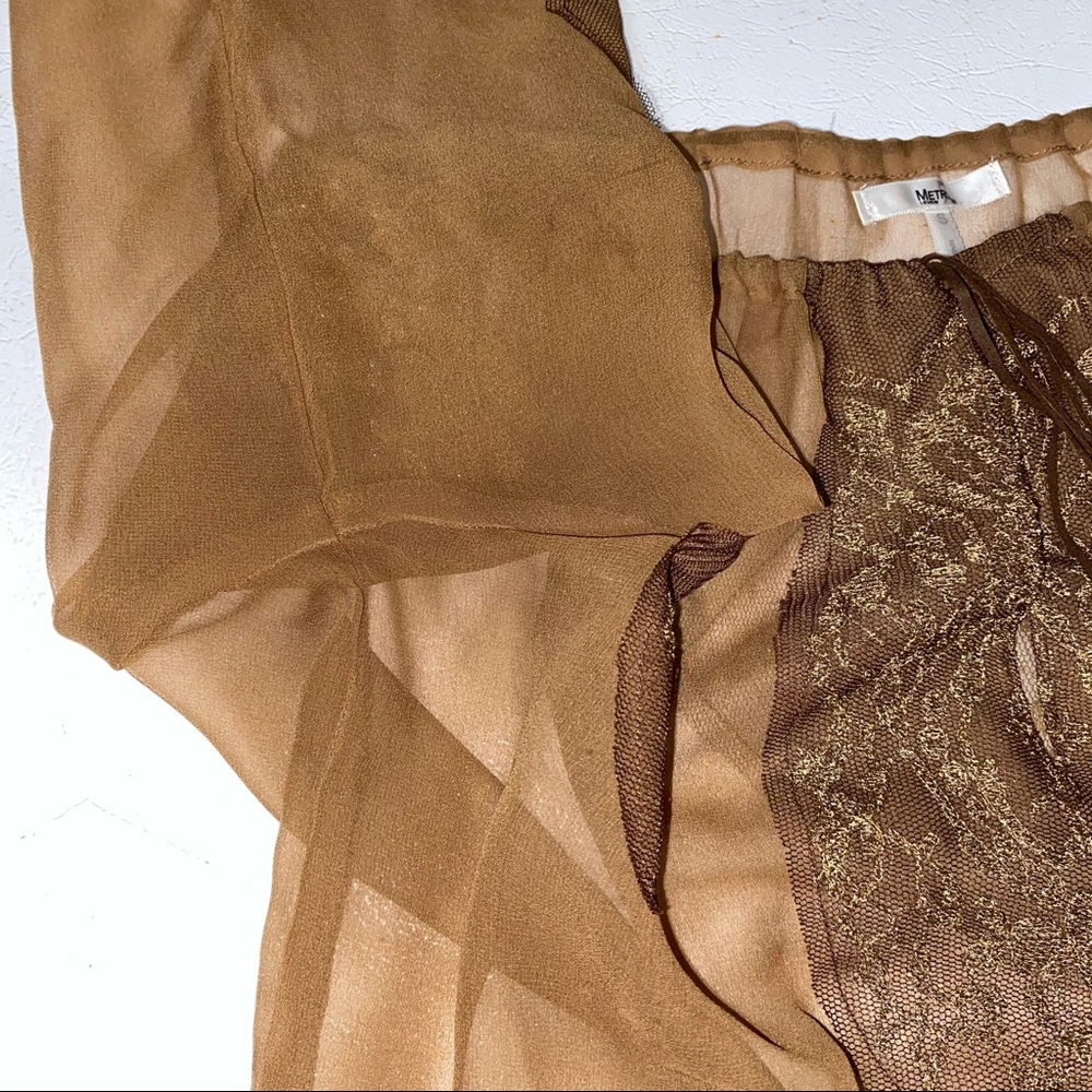 🌟4 for $10 SALE🌟  Women’s Metro 7 Sheer Brown Shirt - Picture 13 of 16